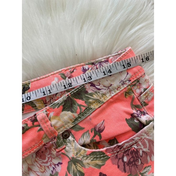 Vanilla Star Peach Floral Cropped Jeans Skinny Leg Size 11 - Picture 5 of 11